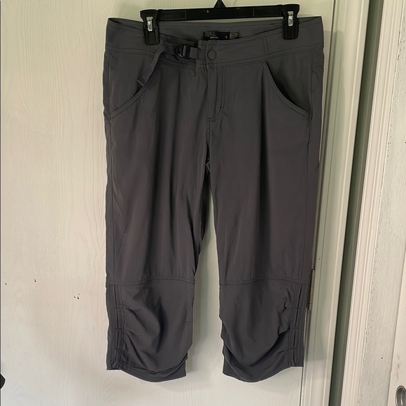 Prana Hiking Dark Gray Adjustable Capris Size 8 - Picture 1 of 9